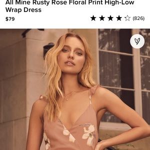 Lulus Rusty Rose Floral Print High-Low Wrap Dress
